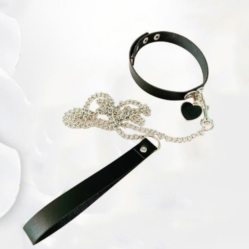 Velora Heart Collar & Chain Leash Set view 2