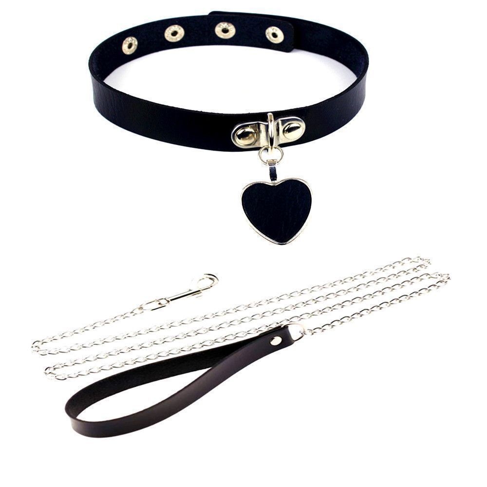 Velora Heart Collar & Chain Leash Set