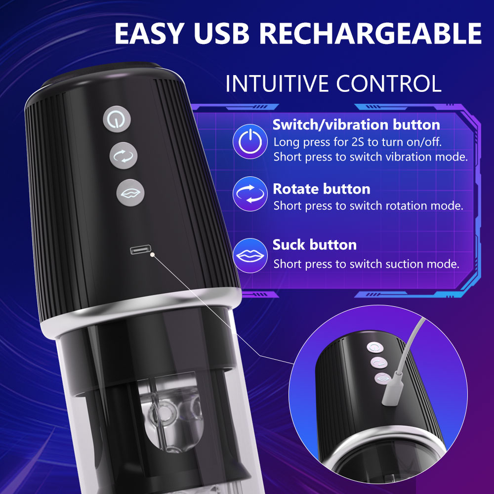 Velora Onyx — Automatic Male Stroker with 10 Vibration, 5 Rotation & 5 Suction Modes view 9